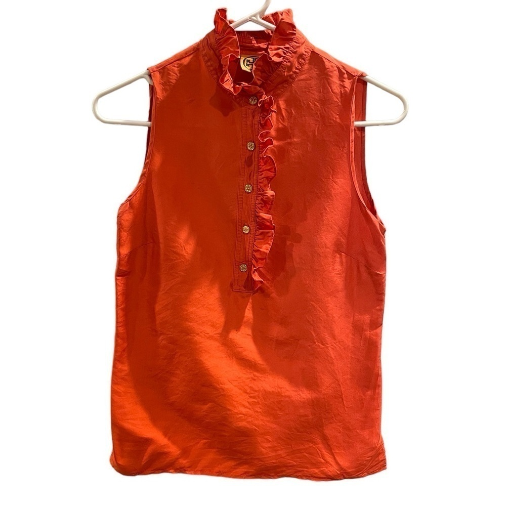 Tory Burch Women’s Orange Ruffle Tank